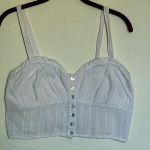 White Button-Up Crop Top
